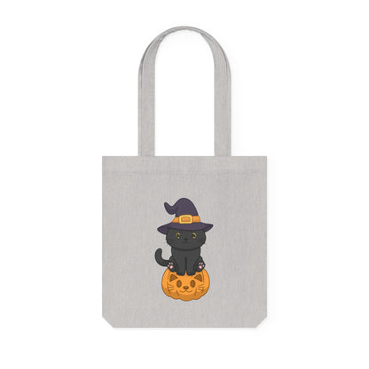 "Purrfectly Spooky Pumpkin" Woven Tote Bag