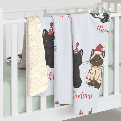 "Meowy Christmas" Sherpa Fleece Blanket