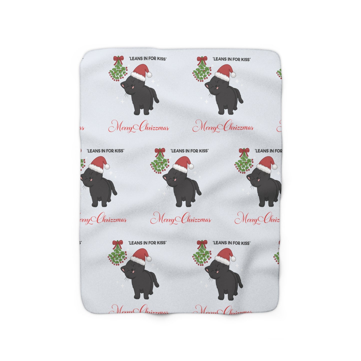 Mistletoe *Leans In For Kiss* Sherpa Fleece Blanket