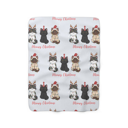 "Meowy Christmas" Sherpa Fleece Blanket