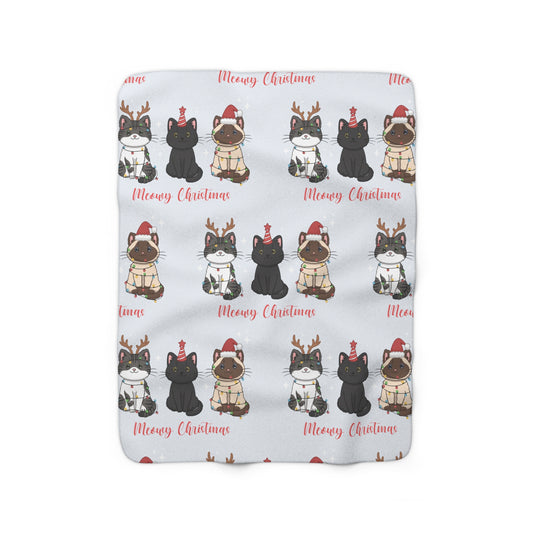 "Meowy Christmas" Sherpa Fleece Blanket