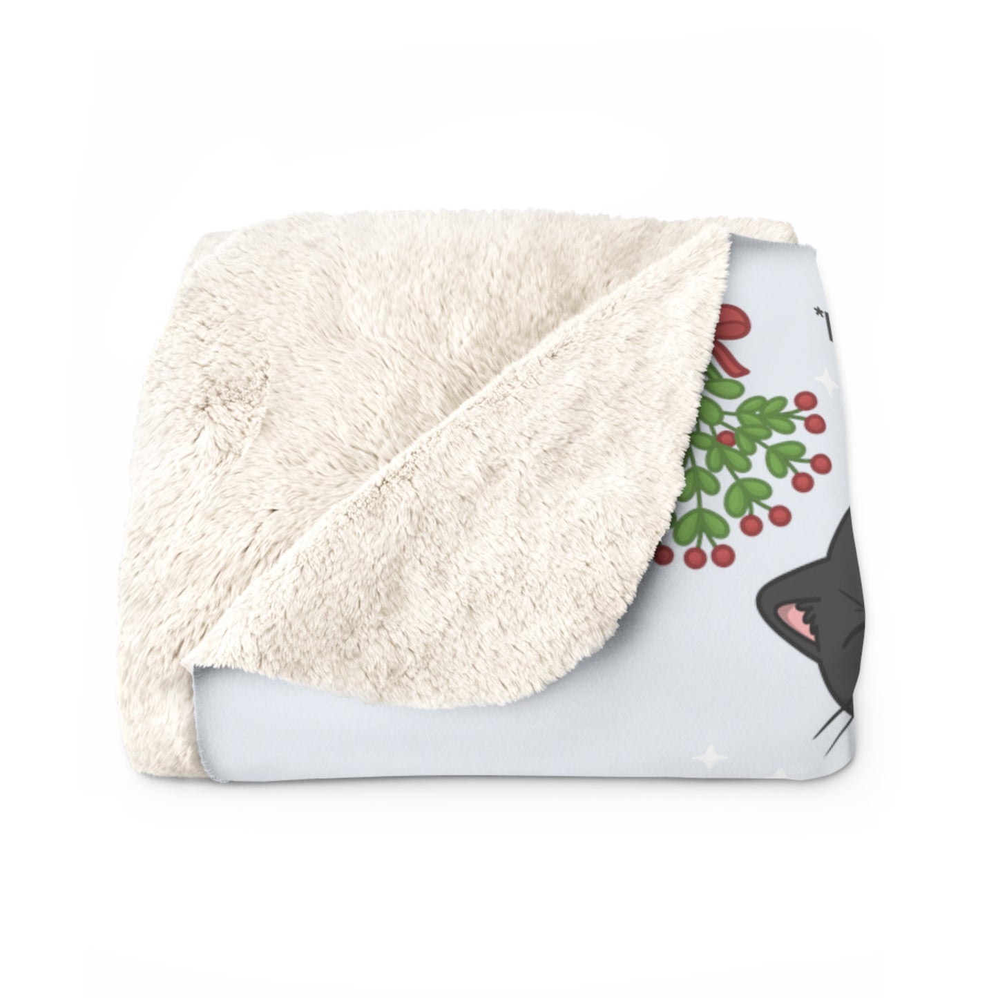 Mistletoe *Leans In For Kiss* Sherpa Fleece Blanket