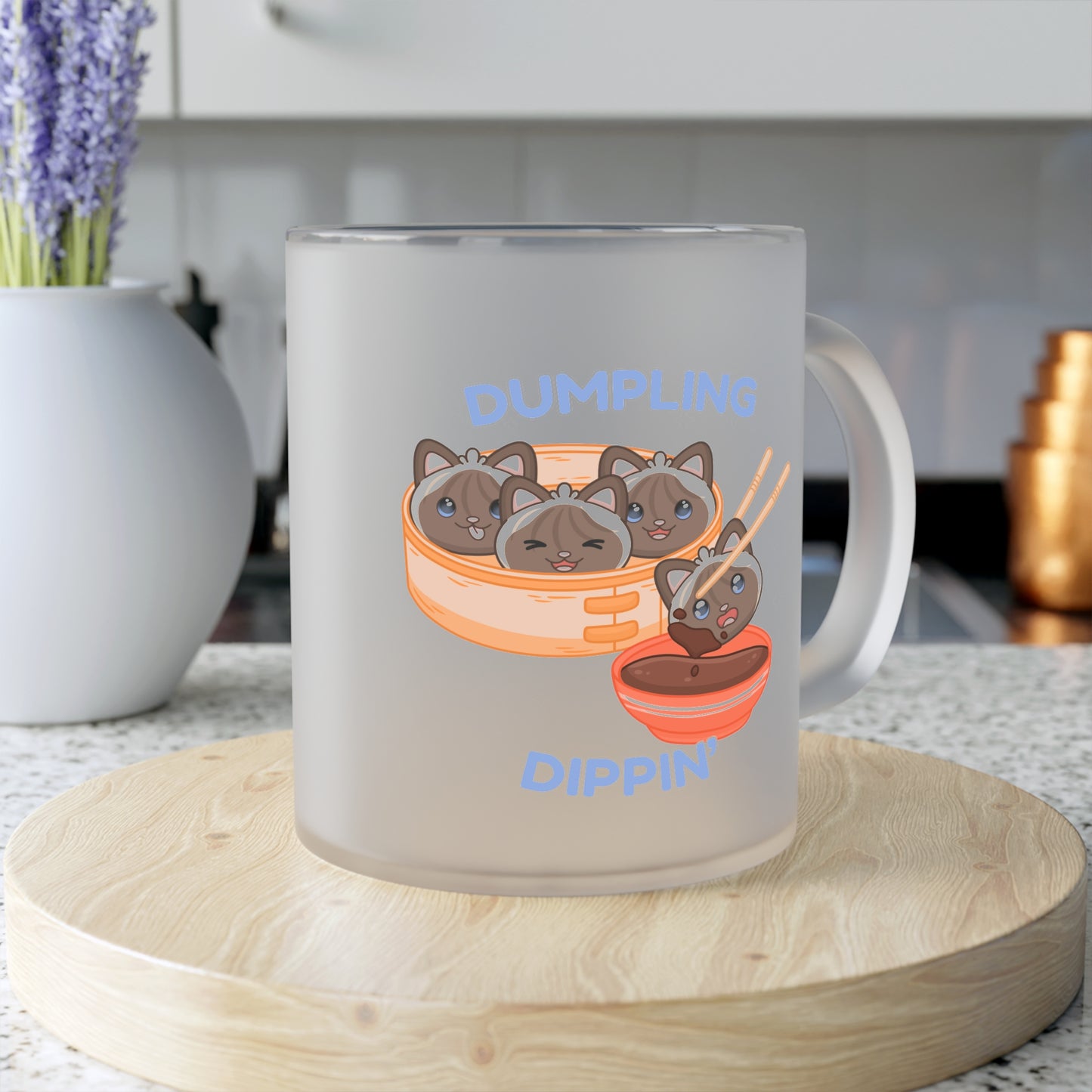 "Dumpling Dippin'" Frosted Glass Mug