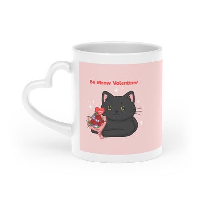 "Be Meow Valentine?" Heart-Shaped Mug