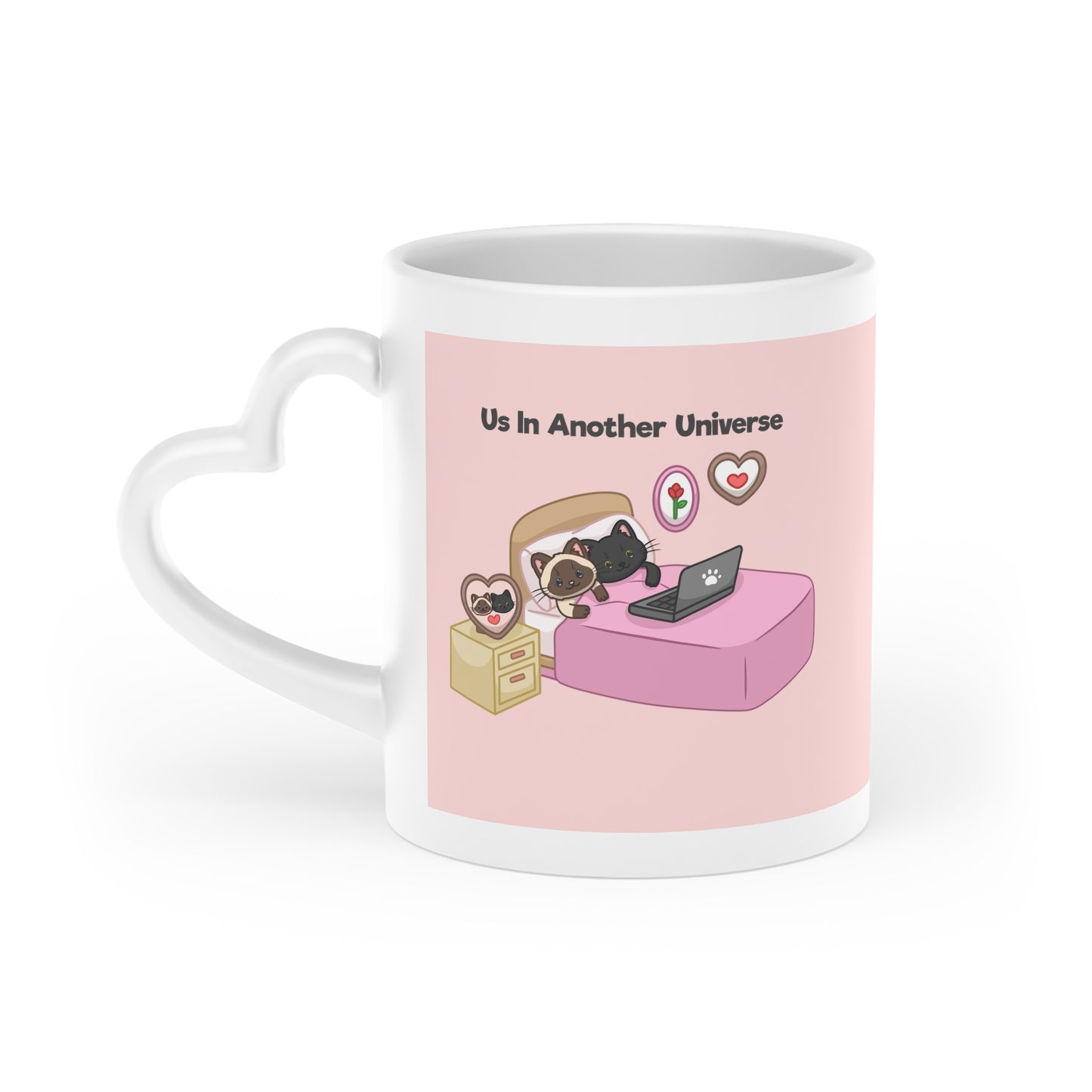 "Us In Another Universe" Heart-Shaped Mug